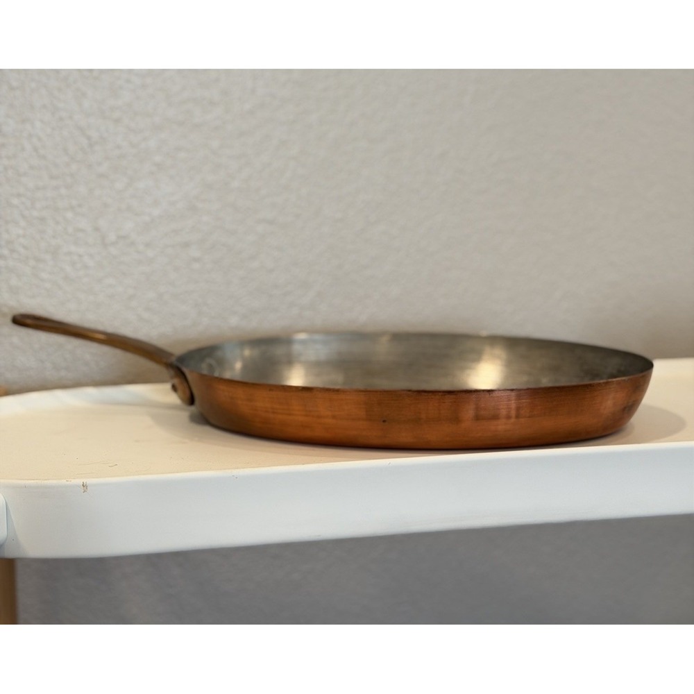 Vintage Bazar Francais New York 666 Tin Lined Copper Oval Saute Pan 11.5"